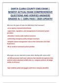 SANTA CLARA COUNTY EMS EXAM &vert;  NEWEST ACTUAL EXAM COMPREHENSIVE  QUESTIONS AND VERIFIED ANSWERS  GRADED A&plus; &vert; 100&percnt; PASS &vert; 2025 UPDATE&excl;