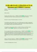 FAML 400 EXAM 1 UPDATED ACTUAL  Questions and CORRECT Answers