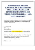 NORTH CAROLINA MEDICARE  SUPPLEMENT AND LONG-TERM CARE  EXAM &vert; NEWEST ACTUAL EXAM  COMPREHENSIVE QUESTIONS AND  VERIFIED ANSWERS GRADED A&plus; &vert; 100&percnt;  PASS &vert; 2025 UPDATE&excl;