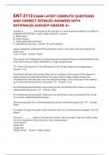 ENT-2113 EXAM LATEST COMPLETE QUESTIONS AND CORRECT DETAILED ANSWERS WITH RATIONALES ALREADY GRADED A&plus;