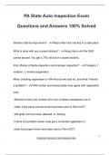 PA State Auto Inspection Exam Questions and Answers 100&percnt; Solved