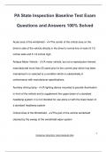 PA State Inspection Baseline Test Exam Questions and Answers 100&percnt; Solved