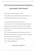 Pest Control Technician Exam Questions and Answers 100&percnt; Solved