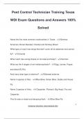 Pest Control Technician Training Texas WDI Exam Questions and Answers 100&percnt; Solved