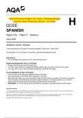 AQA-GCSE Spanish Higher Tier&colon; Paper 2 Speaking &lpar;Merged  Question Paper & Marking Scheme&rpar; - June 2024&period;  GCSE  SPANISH  Higher Tier Paper 2 Speaking  June 2024 