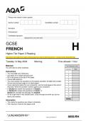 AQA-GCSE French Higher Tier&colon; Paper 3 Reading &lpar;Question Paper & Marking Scheme&rpar; - Tuesday 14 May 2024 &lpar;Morning&rpar; 