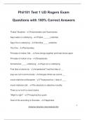 Phil101 Test 1 UD Rogers Exam Questions with 100&percnt; Correct Answers