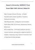 Queen's University&colon; NURS101 Final Exam Q&A 100&percnt; Solved &vert; Rated A&plus;