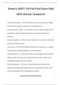 Queen's SOCY 122 Fall Final Exam Q&A 100&percnt; Solved &vert; Graded A&plus;