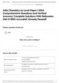 AQA Chemistry As Level Paper 1 2024 Comprehensive Questions And Verified Answers&sol; Complete Solutions With Rationales &vert;Get It 100&percnt; Accurate&excl;&excl; Already Passed&excl;&excl;