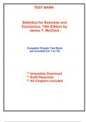 Test Bank for Statistics for Business and Economics&comma; 14th Edition by McClave &lpar;All Chapters included&rpar;