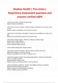 Shadow Health  Tina Jones  Respiratory Assessment questions and answers verified 100&percnt;