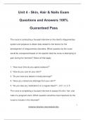 Unit 4 - Skin&comma; Hair & Nails Exam Questions and Answers 100&percnt; Guaranteed Pass