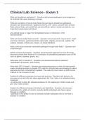 Clinical Lab Science - Exam 1 of Questions with Verified Answers