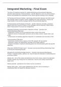 Integrated Marketing - Final Exam Questions and Answers