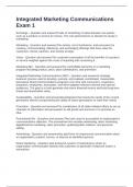 Integrated Marketing Communications Exam 1 Questions and Correct Answers