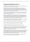 Integrated Marketing Test 1 Exam Questions and Answers 