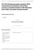 NLN PAX Reading passages questions 2024 Comprehensive Questions And Verified Answers&sol; Complete Solutions With Rationales &vert;Get It 100&percnt; Accurate&excl;&excl; Already Passed&excl;&excl;