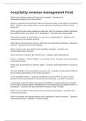 Hospitality Revenue Management Final Exam of Questions with Correct Answers