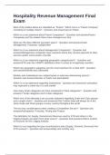 Hospitality Revenue Management Final Exam with Questions and 100&percnt; Answers 