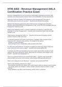 HTM 4453 - Revenue Management AHLA Certification Practice Exam Questions and Answers 