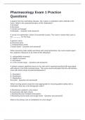 Pharmacology Exam 1 Practice Questions and Correct Answers 