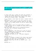 HP EXAM QUESTIONS WITH COMPLETE ANSWERS