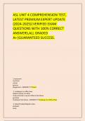  ASL UNIT 4 COMPREHENSION TEST&comma; LATEST PREMIUM EXPERT UPDATE &lpar;2024-2025&rpar;&vert;VERIFIED EXAM QUESTIONS WITH 100&percnt; CORRECT ANSWERS&comma;ALL GRADED A&plus;&vert;GUARANTEED SUCCESS&period;
