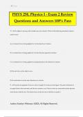 PHYS 250&comma; Physics I - Exam 2 Review Questions and Answers 100&percnt; Pass