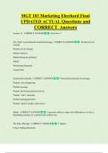 MGT 103 Marketing Eberhard Final UPDATED ACTUAL Questions and  CORRECT Answers