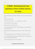 COB300 - Marketing Final Exam Questions Correct Verified Answers &lpar;A&plus; Pass&rpar;
