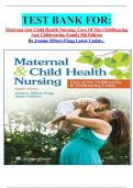 TEST BANK FOR&colon; Maternal And Child Health Nursing&colon; Care Of The Childbearing And Childrearing Family 8th Edition By Joanne Silbert-Flagg Latest Update&period; 