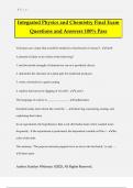 Integrated Physics and Chemistry Final Exam Questions and Answers 100&percnt; Pass