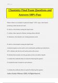 Chemistry Final Exam Questions and Answers 100&percnt; Pass