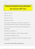 Physical Chemistry Exam Questions and Answers 100&percnt; Pass