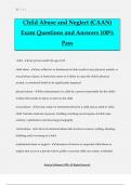 Child Abuse and Neglect &lpar;CAAN&rpar; Exam Questions and Answers 100&percnt; Pass