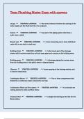 Texas Plumbing Master Exam with answers