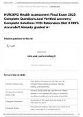 NUR2092 Health Assessment Final Exam 2025 Complete Questions And Verified Answers&sol; Complete Solutions With Rationales &vert;Get It 100&percnt; Accurate&excl;&excl; Already graded A&plus;