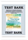 TEST BANK Essentials of Nursing Research Appraising Evidence for Nursing Practice &lpar;9TH&rpar; by Denise Polit Complete Guide All Chapters