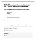BIOD 152 Essential Human Anatomy and Physiology 2  LAB 1&colon; Exam with Questions and Verified Answers 