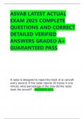 ASVAB EXAM NEWEST EXAM COMPLETE QUESTIONS AND CORRECT DETAILED ANSWERS &lpar;VERIFIED ANSWERS&rpar;
