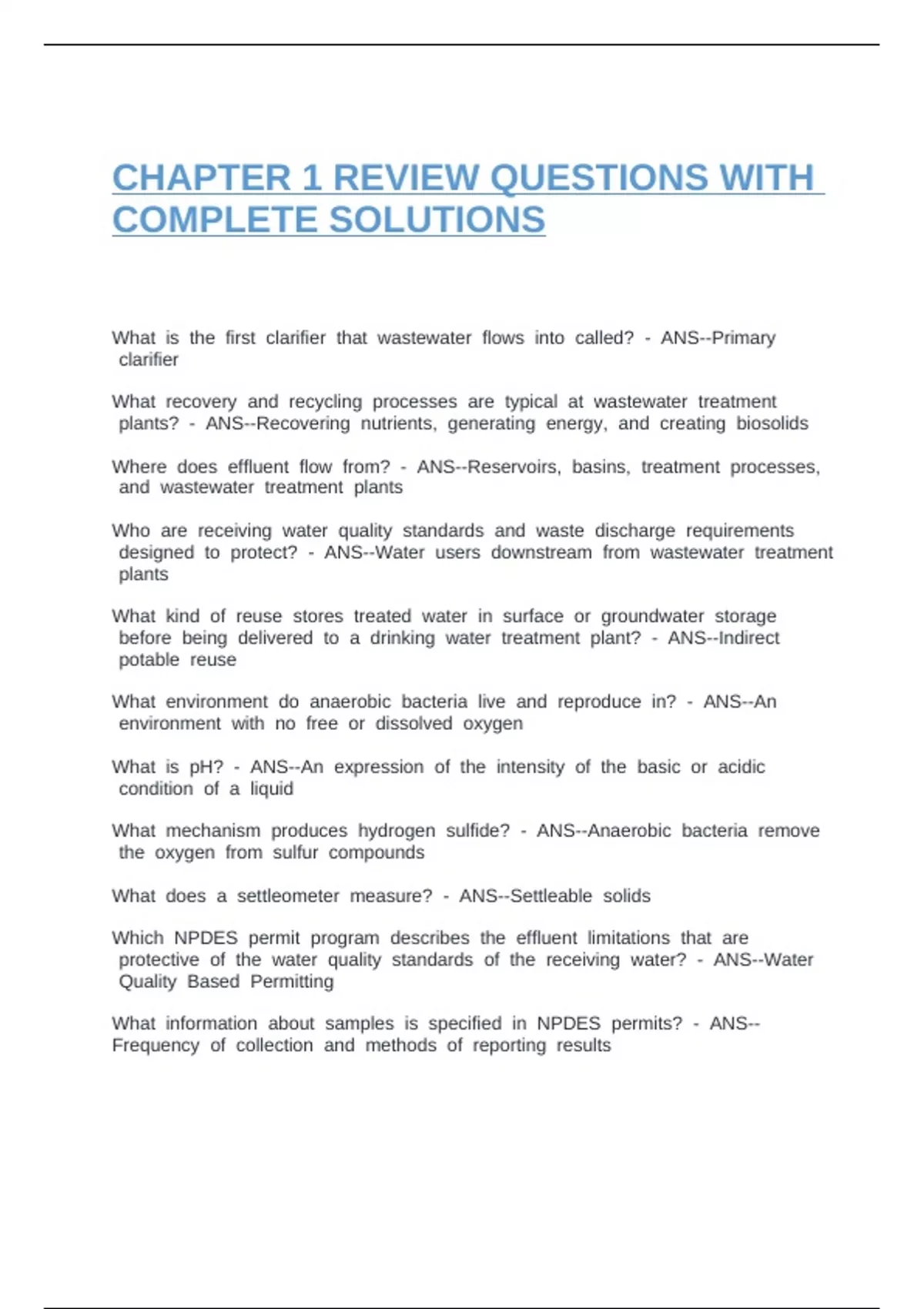 CHAPTER 1 REVIEW QUESTIONS WITH COMPLETE SOLUTIONS - NPDES - Stuvia US