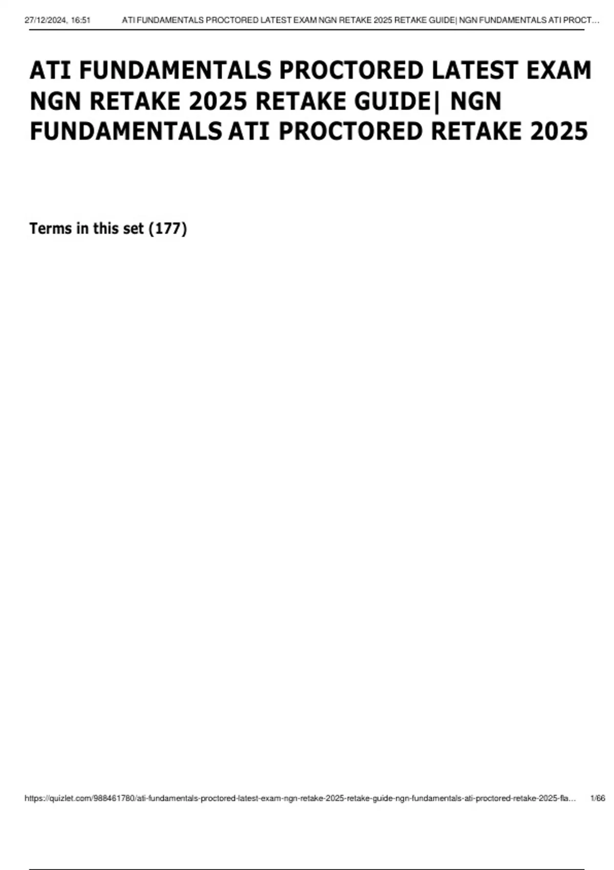 ATI FUNDAMENTALS PROCTORED LATEST EXAM NGN RETAKE 2025 RETAKE GUIDE ...