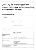 Missouri Life and Health Insurance 2025 Complete Questions And Verified Answers&sol; Complete Solutions With Rationales &vert;Get It 100&percnt; Accurate&excl;&excl; Already graded A&plus;