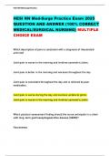 HESI RN Med-Surge Practice Exam 2025  QUESTION AND ANSWER &lpar;100&percnt; CORRECT  MEDICAL&sol;SURGICAL NURSING&rpar; MULTIPLE  CHOICE EXAM