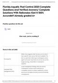 Florida Aquatic Pest Control 2025 Complete Questions And Verified Answers&sol; Complete Solutions With Rationales &vert;Get It 100&percnt; Accurate&excl;&excl; Already graded A&plus;