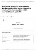 NFHS Soccer Rules Quiz 2025 Complete Questions And Verified Answers&sol; Complete Solutions With Rationales &vert;Get It 100&percnt; Accurate&excl;&excl; Already graded A&plus;