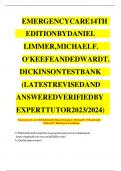 Complete Test Bank for Emergency Care&comma; 14th Edition by Daniel J&period; Limmer&comma; Michael F&period; O'Keefe&comma; Harvey T&period; Grant&comma; Bob Murray&comma; J&period; David Bergeron&comma; Edward T&period; Dickinson &semi; ISBN13&colon; 9780136873242&period;&period;&period;&lpar;Full Chapters included and organized in reverse order from C