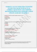 BARKELY ACUTE NURSE PRACTITIONER EXAMS TEST BANK WITH ACTUAL CORRECT QUESTIONS AND VERIFIED DETAILED RATIONALES ANSWERS LATEST UPDATE ALREADY GRADED A&plus;