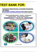 TEST BANK FOR&colon;   Community Health Nursing&colon; A Canadian Perspective  5th Edition by Lynnette Leeseberg Stamler PhD Latest Version&period;